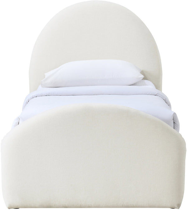 Meridian Furniture Andaz Chenille Upholstered Twin Trundle Bed with Arched Headboard for Modern Guest Rooms Cream AndazCream-TDL