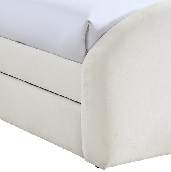 Meridian Furniture Andaz Chenille Upholstered Twin Trundle Bed with Arched Headboard for Modern Guest Rooms Cream AndazCream-TDL