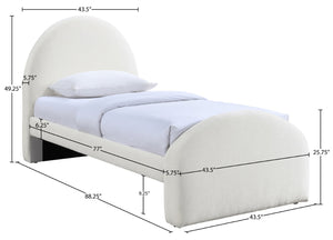 Meridian Furniture Andaz Chenille Upholstered Twin Bed with Arched Headboard for Modern and Guest Bedrooms Cream AndazCream-T