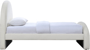 Meridian Furniture Andaz Chenille Upholstered Twin Bed with Arched Headboard for Modern and Guest Bedrooms Cream AndazCream-T