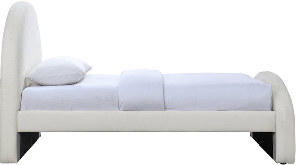 Meridian Furniture Andaz Chenille Upholstered Twin Bed with Arched Headboard for Modern and Guest Bedrooms Cream AndazCream-T