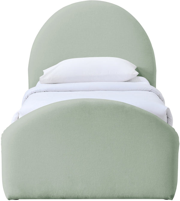 Meridian Furniture Andaz Chenille Upholstered Twin Trundle Bed with Arched Headboard for Modern Guest Rooms Mint AndazMint-TDL
