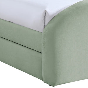 Meridian Furniture Andaz Chenille Upholstered Twin Trundle Bed with Arched Headboard for Modern Guest Rooms Mint AndazMint-TDL