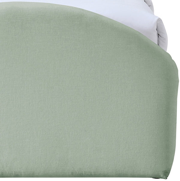 Meridian Furniture Andaz Chenille Upholstered Twin Trundle Bed with Arched Headboard for Modern Guest Rooms Mint AndazMint-TDL