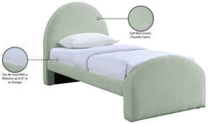 Meridian Furniture Andaz Chenille Upholstered Twin Bed with Arched Headboard for Modern and Guest Bedrooms Mint AndazMint-T