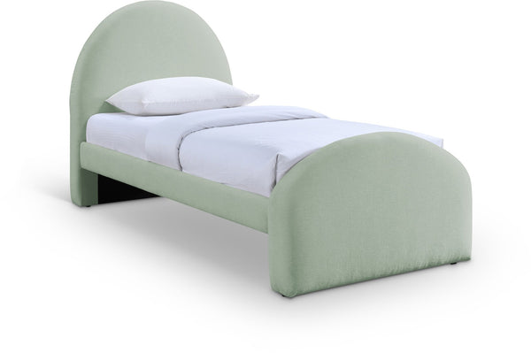Meridian Furniture Andaz Chenille Upholstered Twin Bed with Arched Headboard for Modern and Guest Bedrooms Mint AndazMint-T