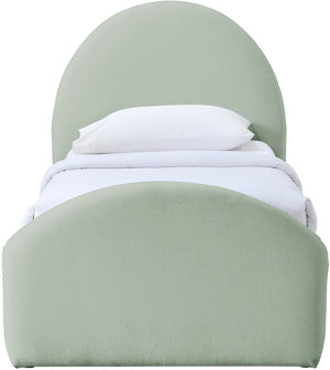 Meridian Furniture Andaz Chenille Upholstered Twin Bed with Arched Headboard for Modern and Guest Bedrooms Mint AndazMint-T