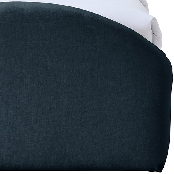 Meridian Furniture Andaz Chenille Upholstered Twin Trundle Bed with Arched Headboard for Modern Guest Rooms Navy AndazNavy-TDL