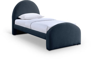 Meridian Furniture Andaz Chenille Upholstered Twin Bed with Arched Headboard for Modern and Guest Bedrooms Navy AndazNavy-T