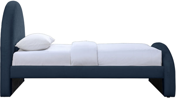 Meridian Furniture Andaz Chenille Upholstered Twin Bed with Arched Headboard for Modern and Guest Bedrooms Navy AndazNavy-T