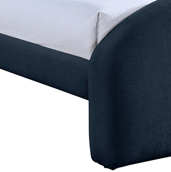 Meridian Furniture Andaz Chenille Upholstered Twin Bed with Arched Headboard for Modern and Guest Bedrooms Navy AndazNavy-T