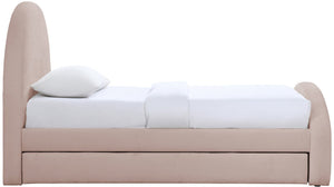 Meridian Furniture Andaz Chenille Upholstered Twin Trundle Bed with Arched Headboard for Modern Guest Rooms Pink AndazPink-TDL