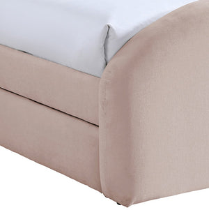 Meridian Furniture Andaz Chenille Upholstered Twin Trundle Bed with Arched Headboard for Modern Guest Rooms Pink AndazPink-TDL
