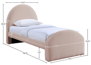 Meridian Furniture Andaz Chenille Upholstered Twin Bed with Arched Headboard for Modern and Guest Bedrooms Pink AndazPink-T