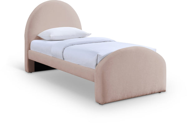 Meridian Furniture Andaz Chenille Upholstered Twin Bed with Arched Headboard for Modern and Guest Bedrooms Pink AndazPink-T