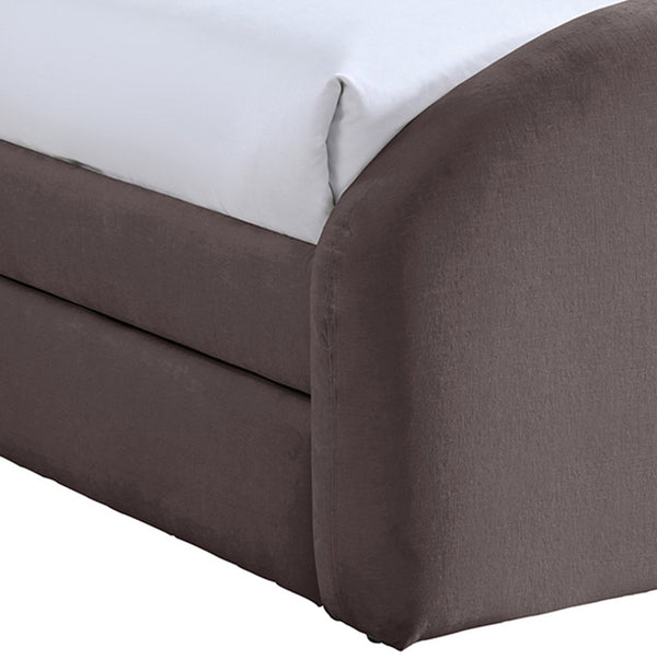 Meridian Furniture Andaz Chenille Upholstered Twin Trundle Bed with Arched Headboard for Modern Guest Rooms Purple AndazPurple-TDL