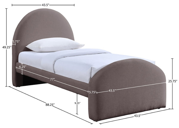 Meridian Furniture Andaz Chenille Upholstered Twin Bed with Arched Headboard for Modern and Guest Bedrooms Purple AndazPurple-T