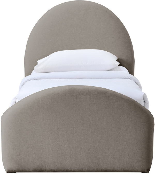 Meridian Furniture Andaz Chenille Upholstered Twin Trundle Bed with Arched Headboard for Modern Guest Rooms Taupe AndazTaupe-TDL