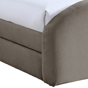 Meridian Furniture Andaz Chenille Upholstered Twin Trundle Bed with Arched Headboard for Modern Guest Rooms Taupe AndazTaupe-TDL
