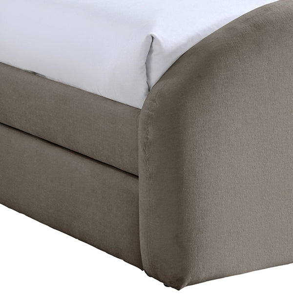 Meridian Furniture Andaz Chenille Upholstered Twin Trundle Bed with Arched Headboard for Modern Guest Rooms Taupe AndazTaupe-TDL