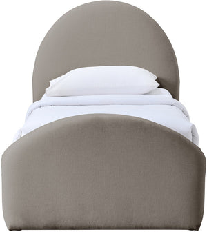 Meridian Furniture Andaz Chenille Upholstered Twin Bed with Arched Headboard for Modern and Guest Bedrooms Taupe AndazTaupe-T