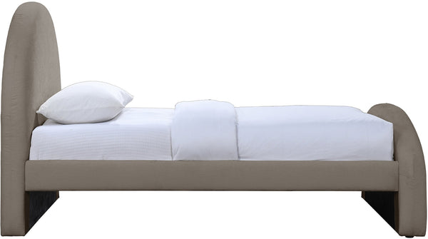 Meridian Furniture Andaz Chenille Upholstered Twin Bed with Arched Headboard for Modern and Guest Bedrooms Taupe AndazTaupe-T