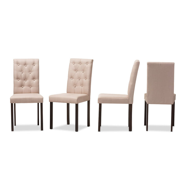 Baxton Studio Baxton Studio Gardner Modern Dining Chairs Set of 4 – Stylish Tufted Upholstered Comfort & Durability Beige Andrew-DC-10-Buttons-Beige