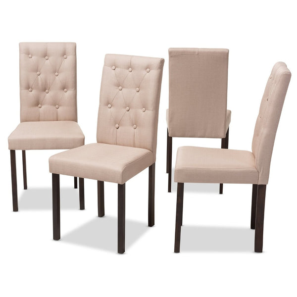 Baxton Studio Baxton Studio Gardner Modern Dining Chairs Set of 4 – Stylish Tufted Upholstered Comfort & Durability Beige Andrew-DC-10-Buttons-Beige