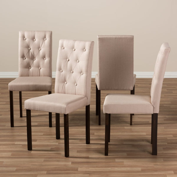 Baxton Studio Baxton Studio Gardner Modern Dining Chairs Set of 4 – Stylish Tufted Upholstered Comfort & Durability Beige Andrew-DC-10-Buttons-Beige