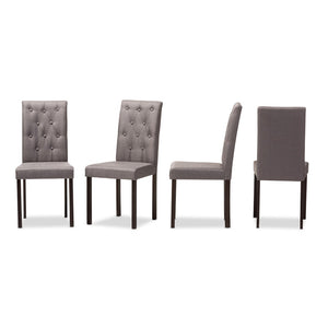 Baxton Studio Baxton Studio Gardner Modern Dining Chairs Set of 4 – Stylish Tufted Upholstered Comfort & Durability Grey Andrew-DC-10-Buttons-Grey