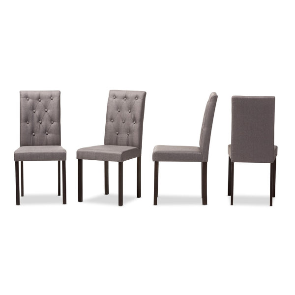 Baxton Studio Baxton Studio Gardner Modern Dining Chairs Set of 4 – Stylish Tufted Upholstered Comfort & Durability Grey Andrew-DC-10-Buttons-Grey