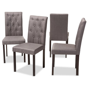 Baxton Studio Baxton Studio Gardner Modern Dining Chairs Set of 4 – Stylish Tufted Upholstered Comfort & Durability Grey Andrew-DC-10-Buttons-Grey