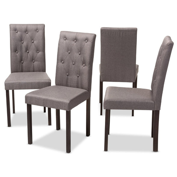 Baxton Studio Baxton Studio Gardner Modern Dining Chairs Set of 4 – Stylish Tufted Upholstered Comfort & Durability Grey Andrew-DC-10-Buttons-Grey