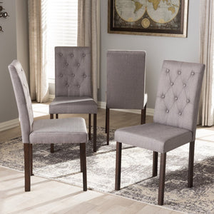 Baxton Studio Baxton Studio Gardner Modern Dining Chairs Set of 4 – Stylish Tufted Upholstered Comfort & Durability Grey Andrew-DC-10-Buttons-Grey