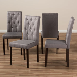 Baxton Studio Baxton Studio Gardner Modern Dining Chairs Set of 4 – Stylish Tufted Upholstered Comfort & Durability Grey Andrew-DC-10-Buttons-Grey