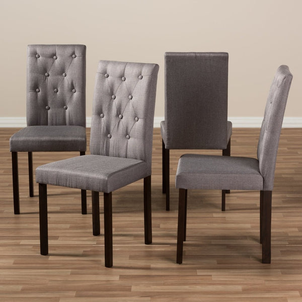 Baxton Studio Baxton Studio Gardner Modern Dining Chairs Set of 4 – Stylish Tufted Upholstered Comfort & Durability Grey Andrew-DC-10-Buttons-Grey