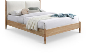 Meridian Furniture Arbor Cream Polyester Upholstered Full Platform Bed with Natural Wood Veneer Frame ArborCream-F