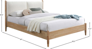 Meridian Furniture Arbor King Bed Cream Polyester Upholstered Frame with Natural Wood Veneer Slatted Base ArborCream-K