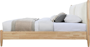 Meridian Furniture Arbor King Bed Cream Polyester Upholstered Frame with Natural Wood Veneer Slatted Base ArborCream-K