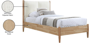 Meridian Furniture Arbor Cream Polyester Upholstered Twin Bed with Tall Headboard and Wood Veneer Frame ArborCream-T