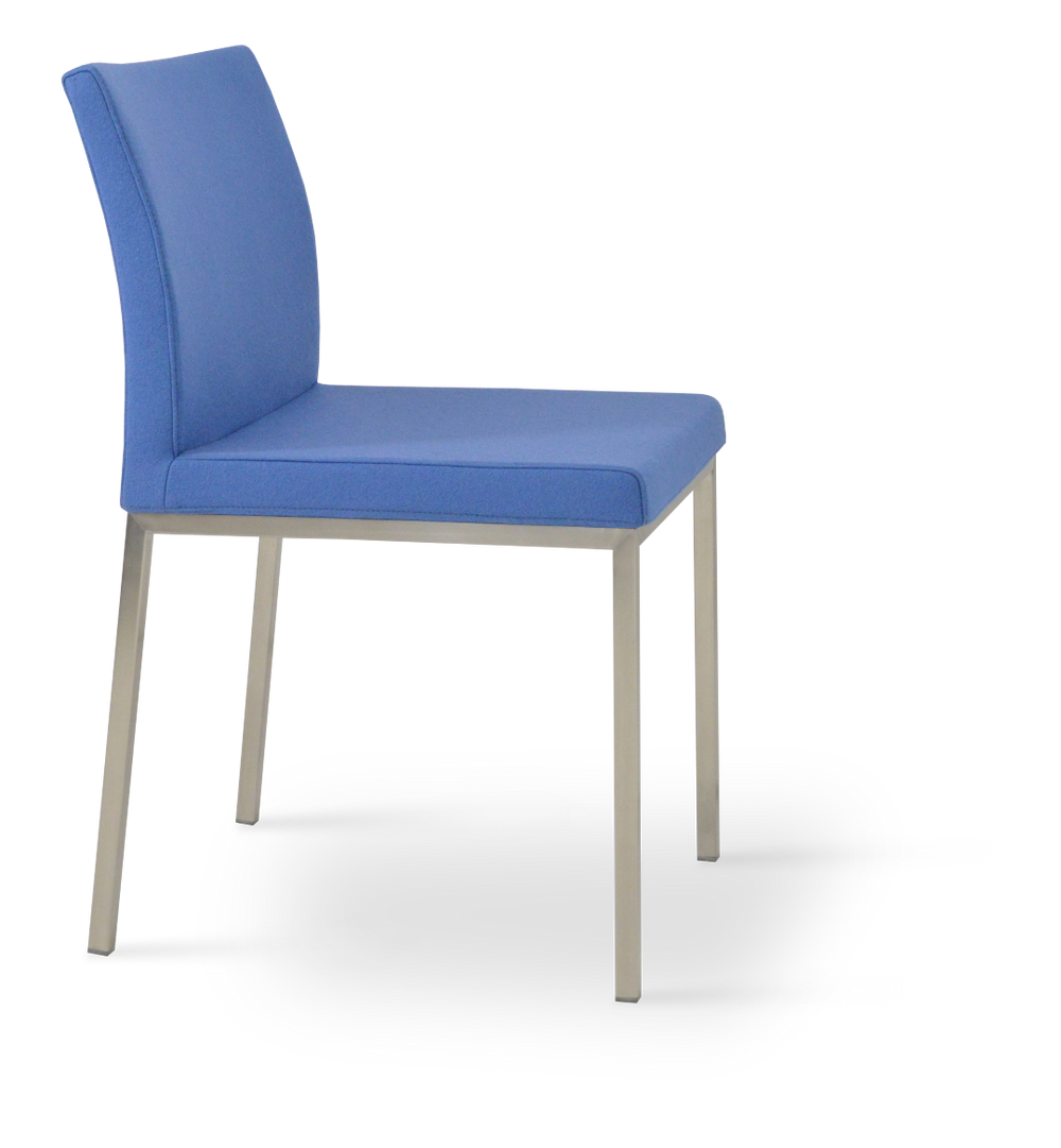 Soho Concept Aria Flat Chair - Premium Camira Blazer Wool Fabric, Chrome Base, 300 Lbs Capacity, 10-year Guarantee Chrome,Blue  Soho-concept-dining-chair-00279