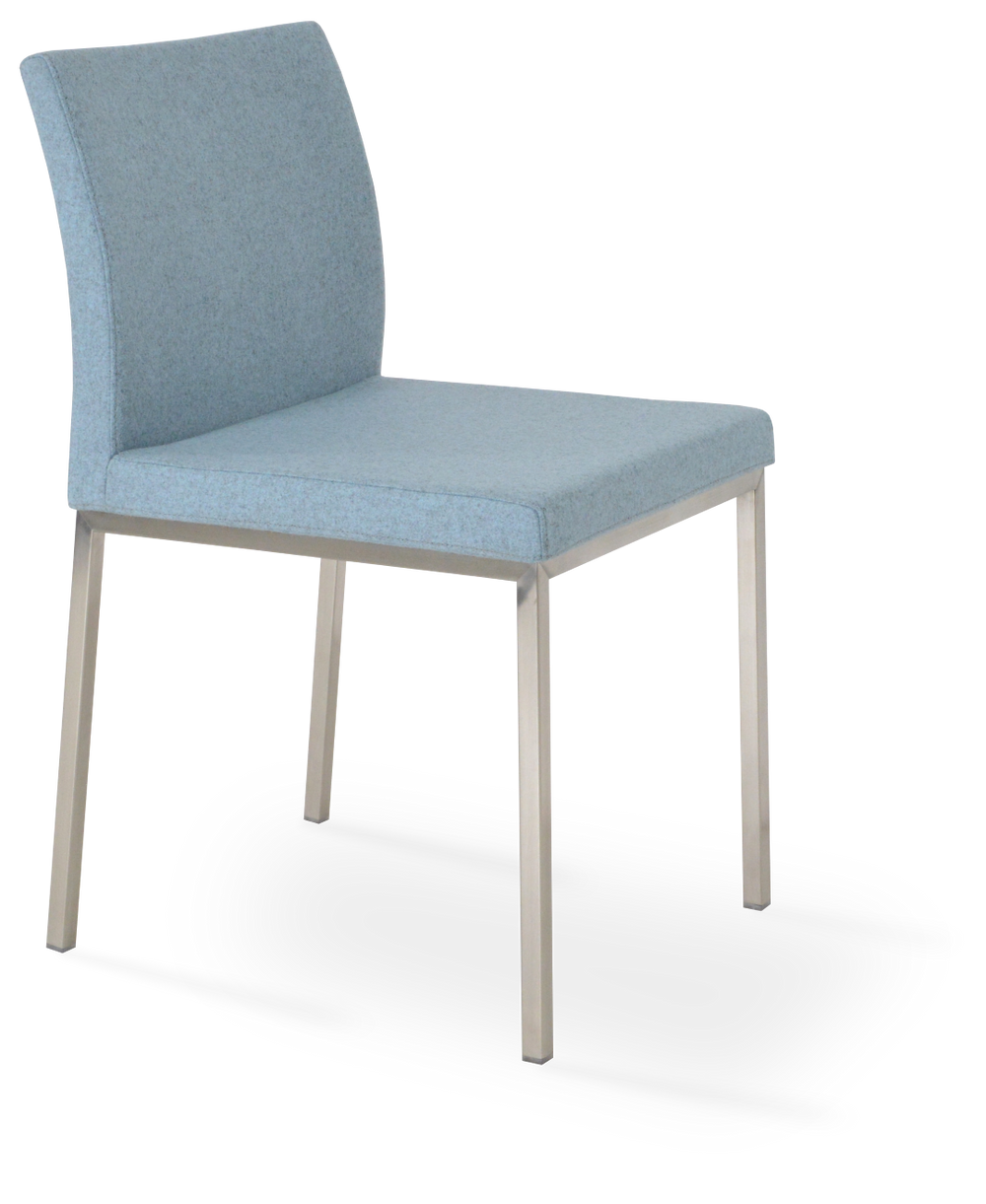 Soho Concept Aria Flat Chair - Premium Camira Blazer Wool Fabric, Chrome Base, 300 Lbs Capacity, 10-year Guarantee Chrome,Blue  Soho-concept-dining-chair-00279