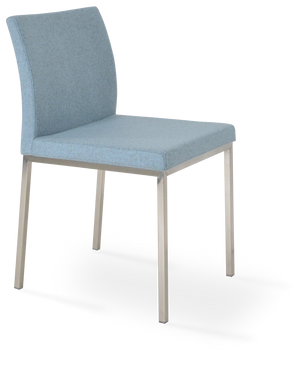 Soho Concept Aria Flat Chair - Premium Camira Blazer Wool Fabric, Chrome Base, 300 Lbs Capacity, 10-year Guarantee Chrome,Blue  Soho-concept-dining-chair-00279