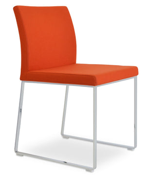 Soho Concept Aria Sled Dining Chair In Camira Blazer Wool - Stylish, Durable, 10-year Guarantee, 350 Lbs Capacity Chrome,Orange  Soho-concept-dining-chair-00481