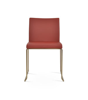 Soho Concept Aria Wire Stackable Dining Chair - Soft Leatherette, Solid Steel, Stylish & Practical, 2-year Guarantee Brass,Red  Soho-concept-dining-chair-00562