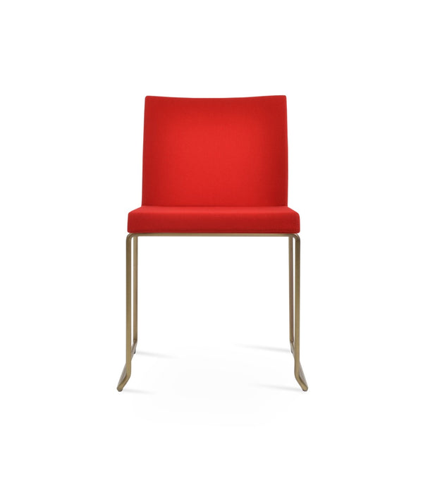 Soho Concept Aria Wire Stackable Chair - Elegant Wool Upholstered Design, 10-year Guarantee, Space-saving Style Brass,Red  Soho-concept-dining-chair-00563