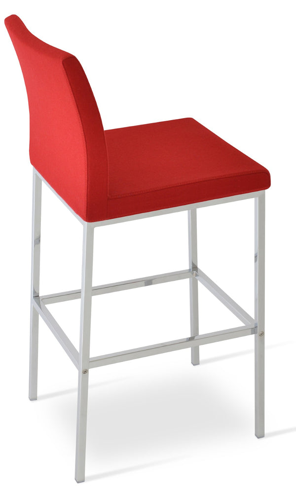 Soho Concept Aria Barstools & Counterstools - Stylish Camira Blazer Wool Fabric, 10-year Guarantee, Walnut Base Red  Soho-concept-dining-chair-10384