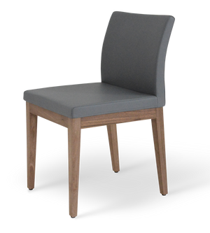 Soho Concept Aria Wood Dining Chair - Elegant Leatherette Upholstered Seat, 2-year Guarantee, Stylish & Durable Grey,Walnut  Soho-concept-dining-chair-00596
