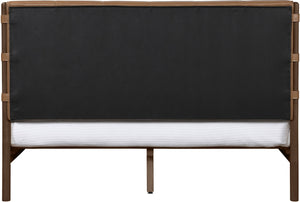 Meridian Furniture Arielle Vegan Leather Platform King Bed Walnut Wood Frame Modern Upholstered Headboard Cognac ArielleCognac-K