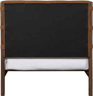 Meridian Furniture Arielle Twin Bed Faux Leather Upholstered Walnut Frame Mid-century Tall Headboard Bedroom Cognac ArielleCognac-T